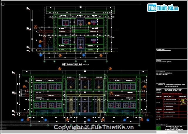 CAD trụ sở 2 tầng,File cad trụ sở 2 tầng,Ủy ban nhân dân,trụ sở làm việc,nhà làm việc 2 tầng