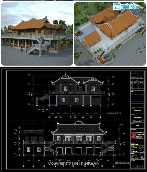 bản vẽ chùa,chùa,cad chùa