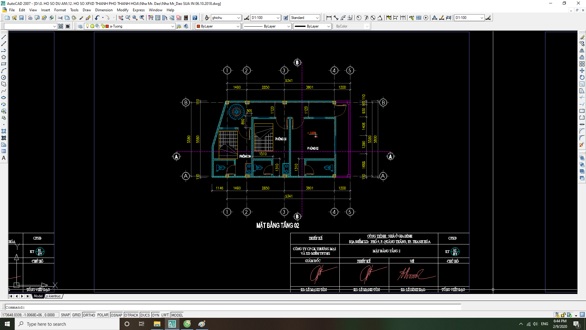 File cad nhà 2 tầng,cấp phép nhà dân,nhà dân dụng 2 tầng,bản vẽ nhà 2 tầng,nhà 2 tầng 5.9x9.39m