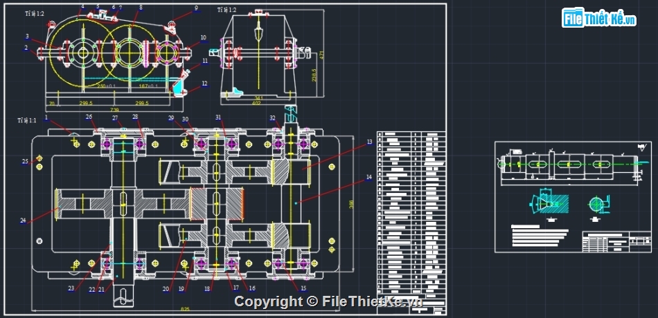 Hộp giảm tốc,file cad hộp giảm tốc,bản vẽ hộp giảm tốc