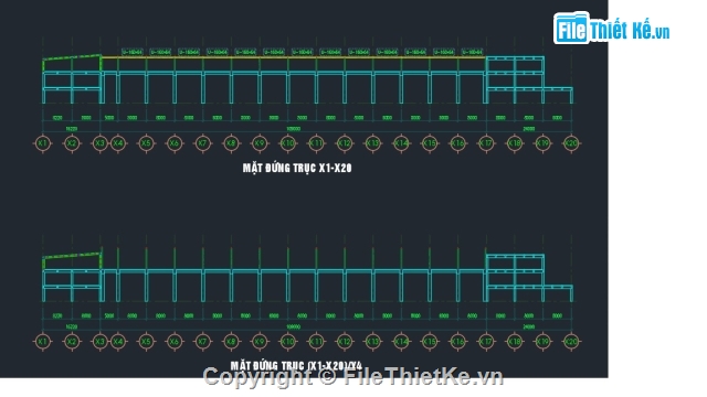 nhà xưởng,file cad kết cấu nhà xưởng,nhà xưởng 40.44x109m,bản vẽ nhà xưởng