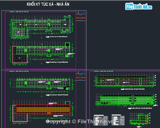 Nhà hiệu bộ,thư viện cad,Ký túc xá