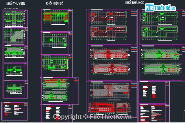 Nhà hiệu bộ,thư viện cad,Ký túc xá