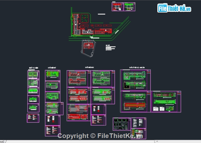 Nhà hiệu bộ,thư viện cad,Ký túc xá