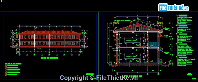 kiến trúc nhà 2 tầng,cad mẫu nhà,File cad