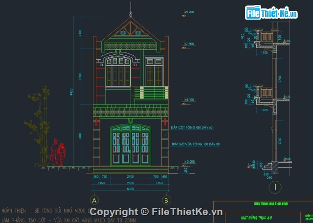 cad 2 tầng,Nhà 2 tầng,2 tầng,2 tầng 5x16m,nhà dân dụng 2 tầng