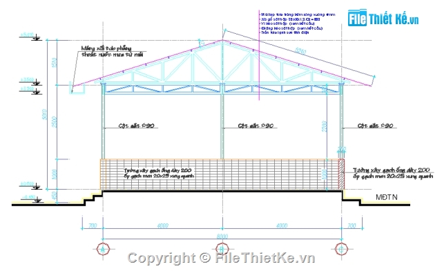 Nhà ăn,Kiến trúc Nhà ăn,Nhà ăn 8x16m