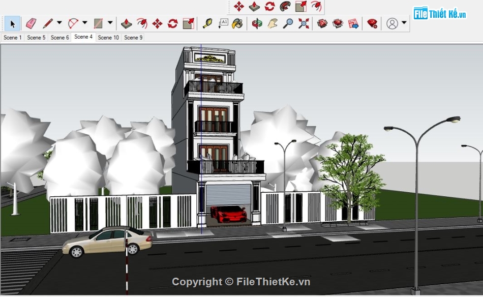 nhà phố 4 tầng 5x25m,Bản vẽ cad nhà phố 4 tầng,Bản vẽ SU nhà phố 4 tầng,File su nhà phố 4 tầng,bản vẽ nhà phố 4 tầng