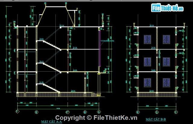 Kiến trúc 3 tầng,kiến trúc nhà truyền hình,nhà truyền hình,bản vẽ Nhà truyền Hình