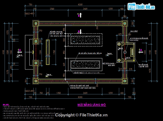 File cad lăng mộ xây đá,lăng mộ đôi 7x4.1m,lăng mộ