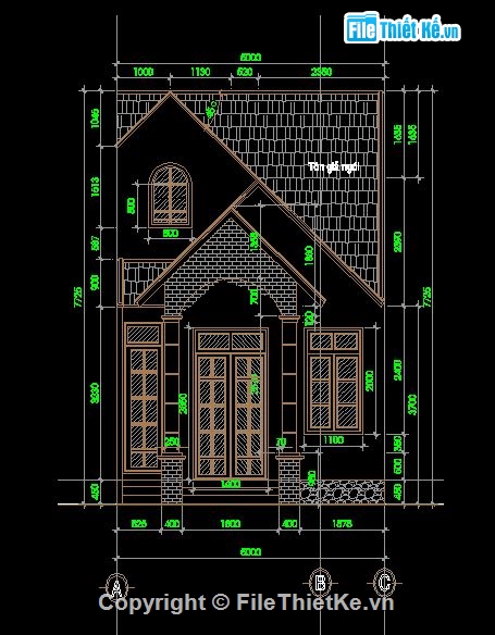 nhà cấp 4 mái thái,bản vẽ nhà trệt,kiến trúc một tầng,thiết kế nhà trệt