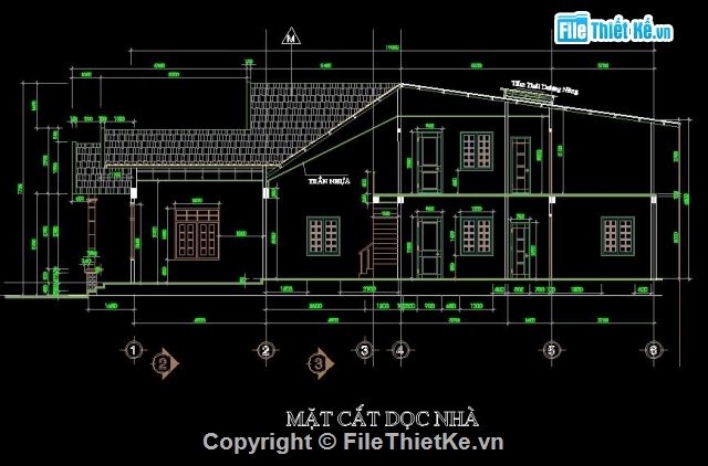 nhà cấp 4 mái thái,bản vẽ nhà trệt,kiến trúc một tầng,thiết kế nhà trệt