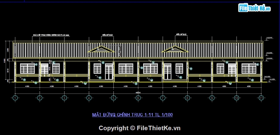 trường mầm non 1 tầng,1 tầng 4 phòng 12x40.4m,bản vẽ trường mầm non 1 tầng,thiết kế trường mầm non