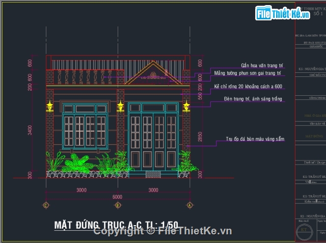 nhà kích thước 6x15m,Nhà cấp 4 kích thước 6x15m,Nhà cấp 4,bản vẽ nhà cấp 4