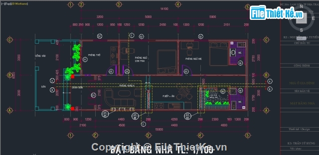 nhà kích thước 6x15m,Nhà cấp 4 kích thước 6x15m,Nhà cấp 4,bản vẽ nhà cấp 4