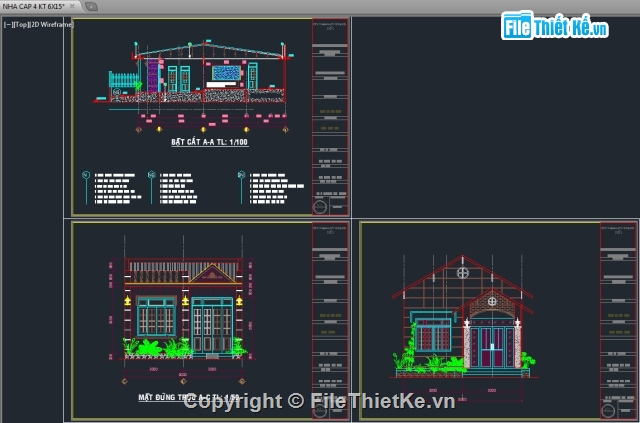 nhà kích thước 6x15m,Nhà cấp 4 kích thước 6x15m,Nhà cấp 4,bản vẽ nhà cấp 4