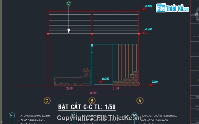 nhà kích thước 6x15m,Nhà cấp 4 kích thước 6x15m,Nhà cấp 4,bản vẽ nhà cấp 4