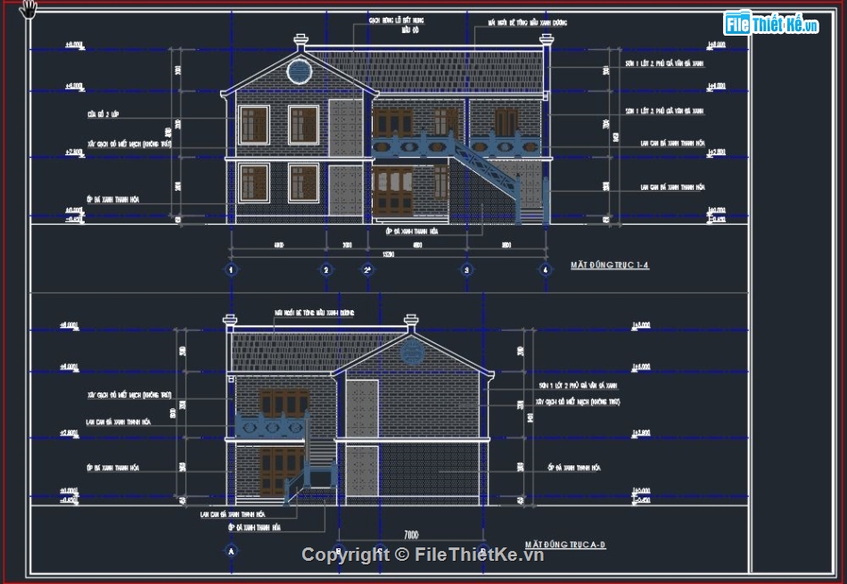 Kiến trúc nhà cổ,Kiến trúc nhà 5 gian,cad nhà cổ 5 gian,bản vẽ nhà cổ 12.2x15.2m,thiết kế nhà cổ 2 tầng