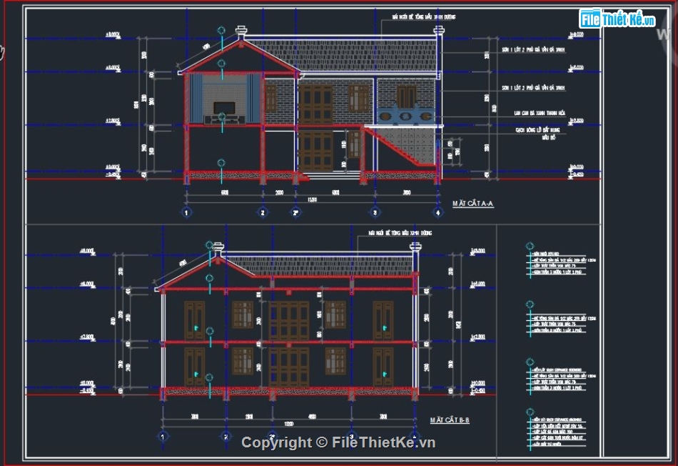 Kiến trúc nhà cổ,Kiến trúc nhà 5 gian,cad nhà cổ 5 gian,bản vẽ nhà cổ 12.2x15.2m,thiết kế nhà cổ 2 tầng