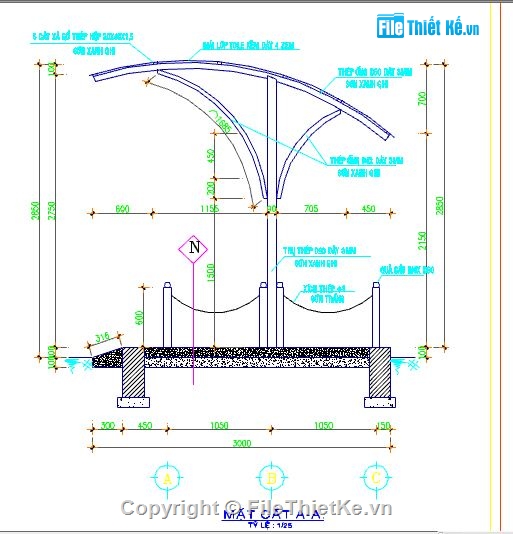 Nhà để xe,bản vẽ cad nhà để xe,nhà để xe mái vòm,nhà để xe công ty