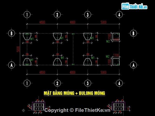 File cad Nhà khung kết cấu thép K5*15m