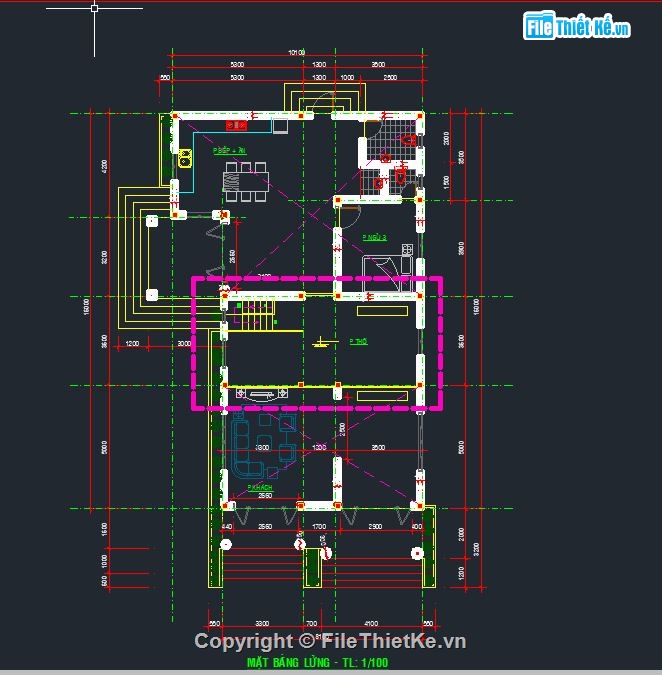 nhà mái thái,mái thái 1 tầng,file cad nhà mái thái