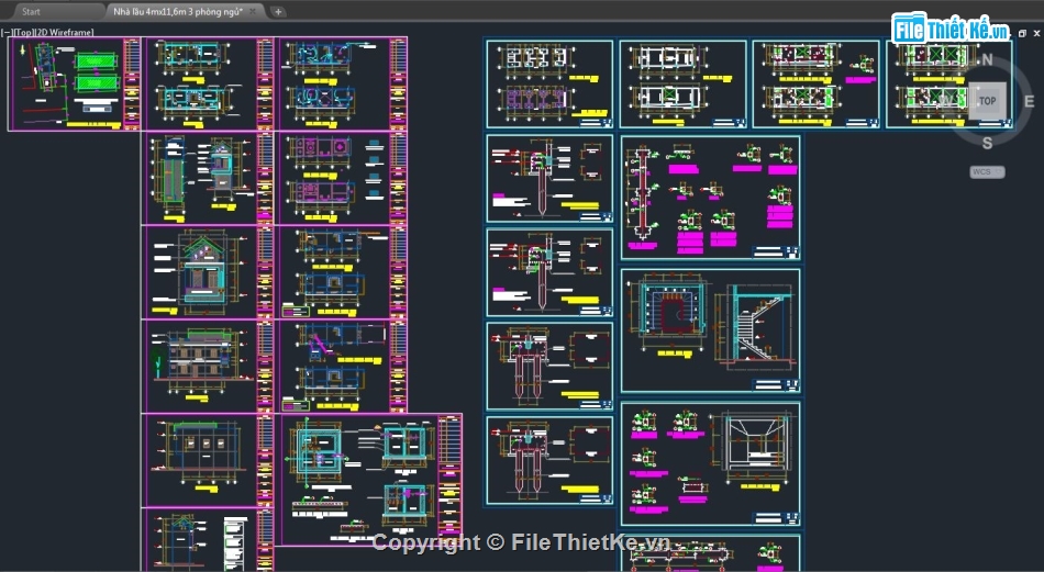 Nhà 2 tầng,Nhà phố 2 tầng,Nhà phố 2 tầng 4x11.6m,file cad nhà phố,bản vẽ nhà phố 2 tầng,thiết kế nhà phố 2 tầng