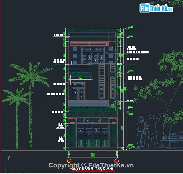 File cad nhà phố 3 tầng kích thước 5x15m (full kiến trúc)