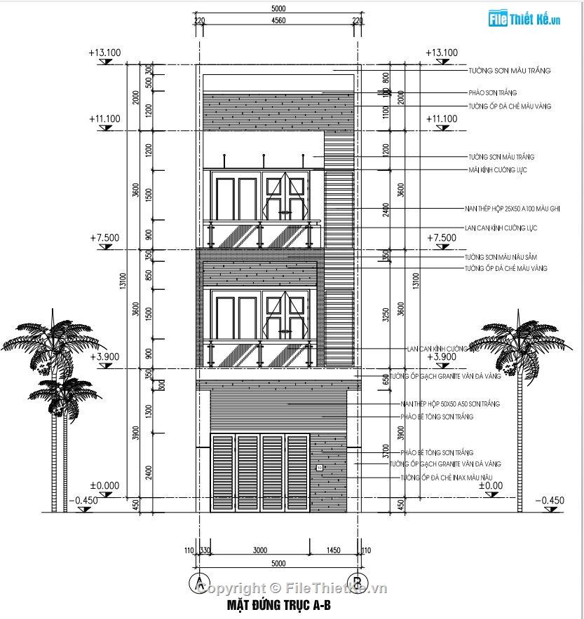 Nhà phố 3 tầng,Nhà phố 5x20m,file cad Nhà phố 3 tầng,file autocad nhà phố 3 tầng