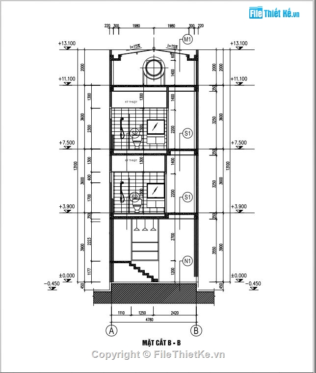 Nhà phố 3 tầng,Nhà phố 5x20m,file cad Nhà phố 3 tầng,file autocad nhà phố 3 tầng