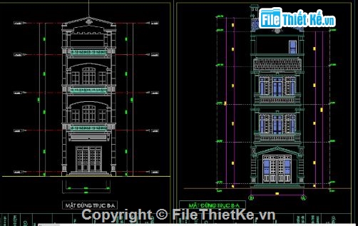Nhà phố,Nhà phố 4 tầng,kiến trúc 4 tầng,nhà phố 4 tầng file cad