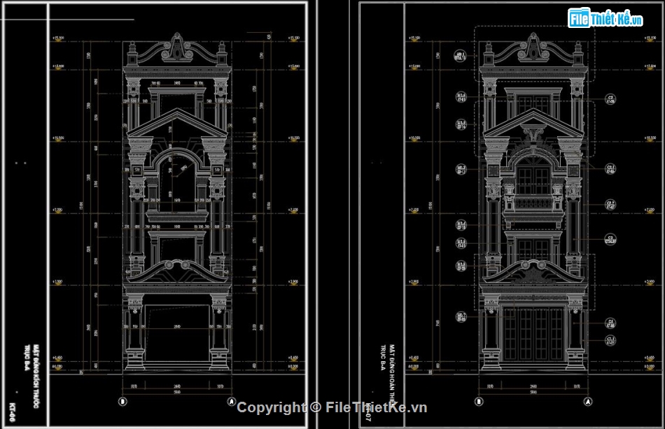 Nhà phố 4 tầng,file cad nhà phố 4 tầng,bản vẽ cad nhà phố 4 tầng,nhà phố tân cổ điển file cad