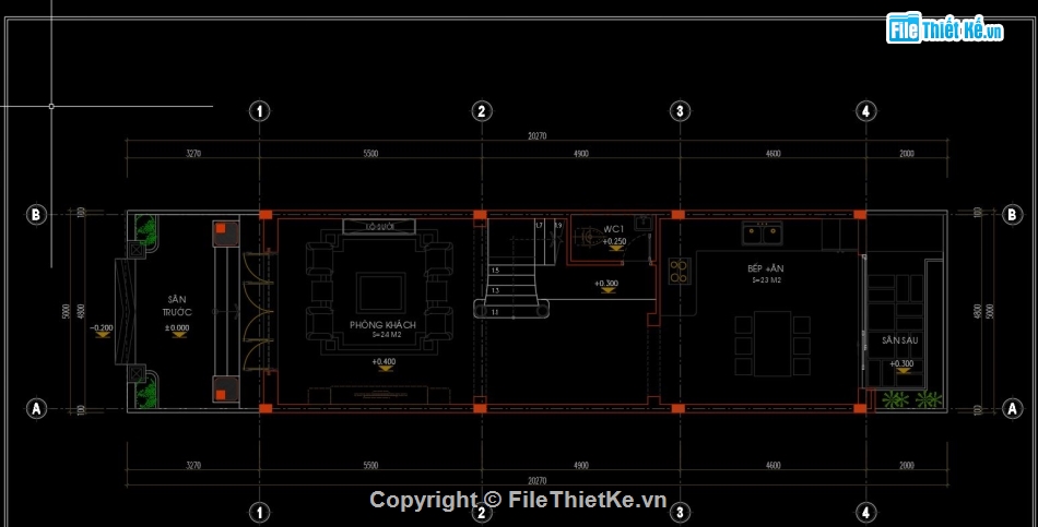 Nhà phố 4 tầng,file cad nhà phố 4 tầng,bản vẽ cad nhà phố 4 tầng,nhà phố tân cổ điển file cad