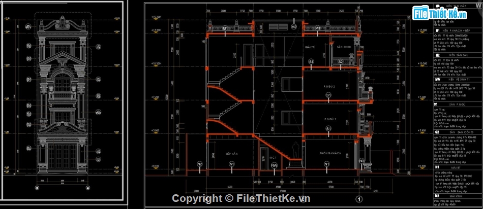 Nhà phố 4 tầng,file cad nhà phố 4 tầng,bản vẽ cad nhà phố 4 tầng,nhà phố tân cổ điển file cad