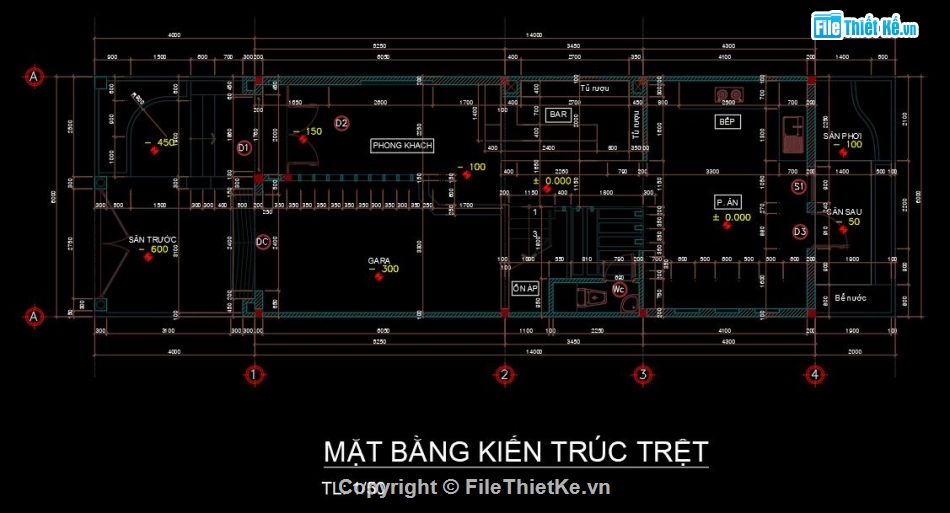 File cad nhà phố 6x20m,Bản vẽ Nhà phố 4 tầng,nhà phố file cad,nhà phố bán cổ điển