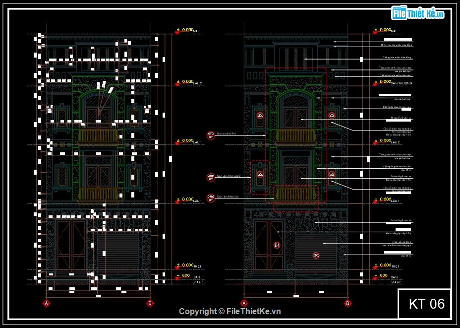 File cad nhà phố 6x20m,Bản vẽ Nhà phố 4 tầng,nhà phố file cad,nhà phố bán cổ điển