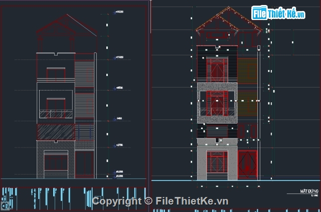 hồ sơ autocad nhà phố,nhà phố 5 tầng,file cad nhà 5 tầng,cad nhà 5 tầng