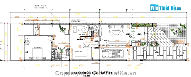 Nhà phố,Nhà 2 tầng,Nhà phố 2 tầng,kiến trúc 2 tầng,bản vẽ nhà phố,6.8x25m