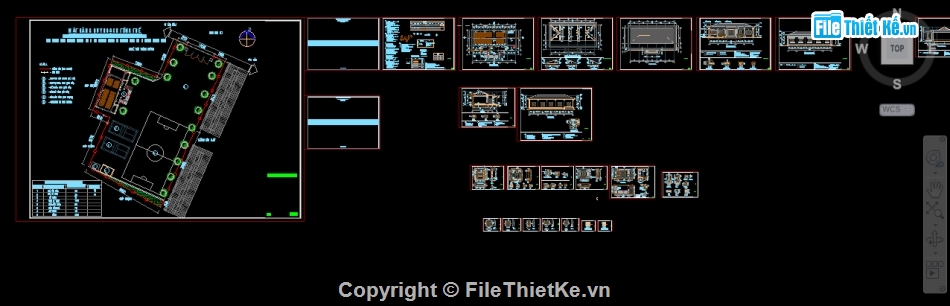 File cad Nhà văn hóa,bản vẽ cad nhà văn hóa,Hồ sơ Nhà văn hóa 9.6x21m,Nhà văn hóa