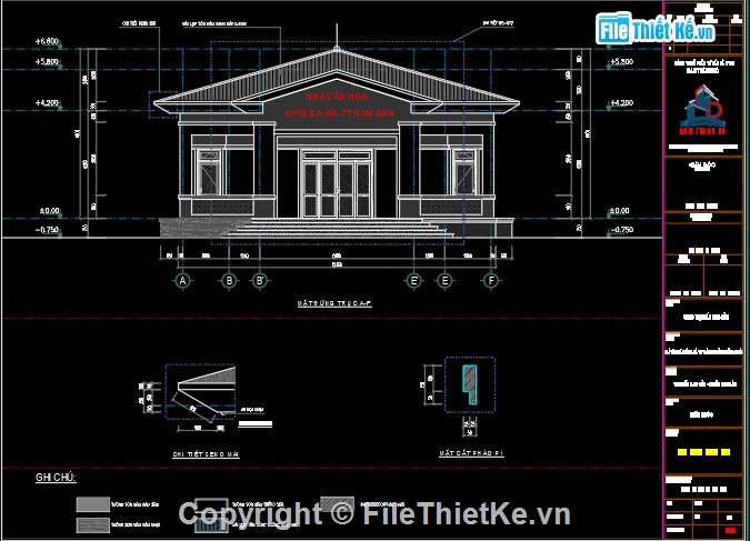 Nhà văn hóa Autocad,Nhà văn hóa nông thôn,nhà văn hóa thôn