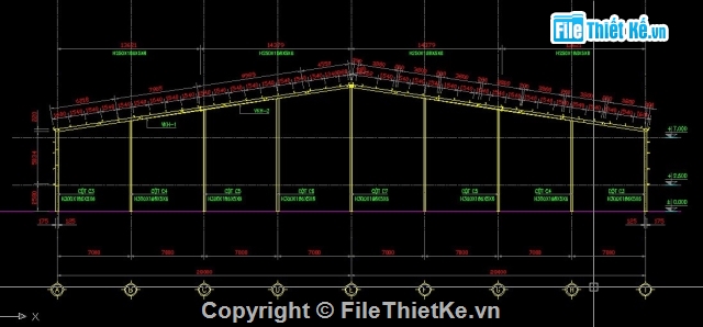 Nhà xưởng 21x55.8m,Nhà xưởng công nghiệp,Thiết kế khung nhà xưởng