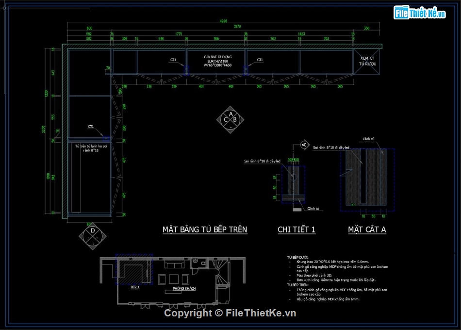 chi tiết nội thất,nội thất phòng bếp,cad nội thất