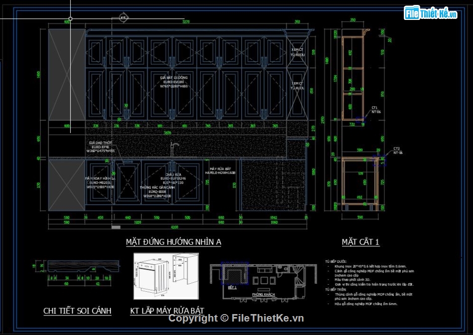 chi tiết nội thất,nội thất phòng bếp,cad nội thất