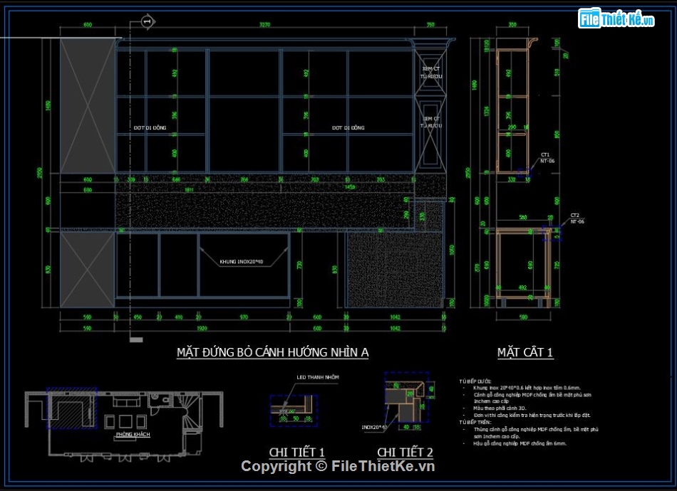 chi tiết nội thất,nội thất phòng bếp,cad nội thất