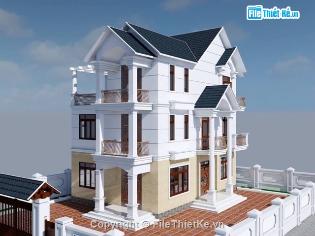 BIỆT THỰ FULL,3DSMAX BIỆT THỰ,BIỆT THỰ 10X18M,BIỆT THỰ 03 TẦNG