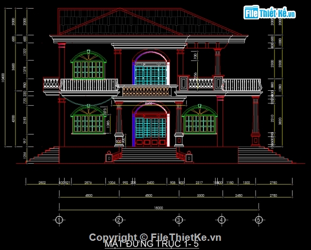 biệt thự 2 tầng,cad biệt thự,biệt thự sketchup,kiến trúc biệt thự 2 tầng