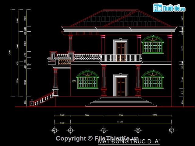 biệt thự 2 tầng,cad biệt thự,biệt thự sketchup,kiến trúc biệt thự 2 tầng