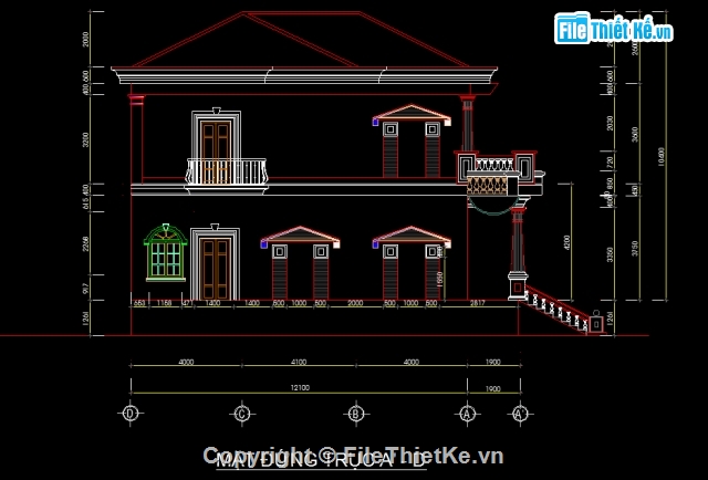 biệt thự 2 tầng,cad biệt thự,biệt thự sketchup,kiến trúc biệt thự 2 tầng