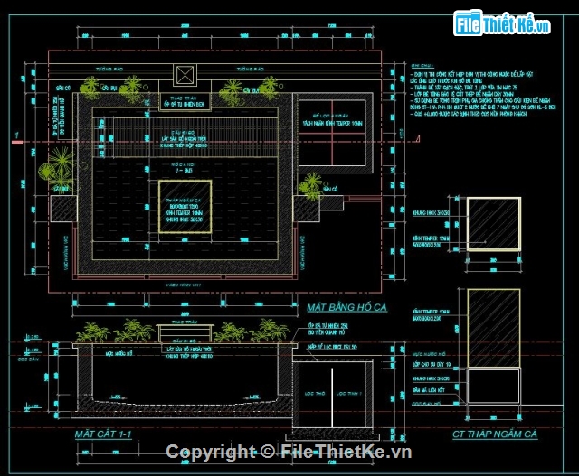 thiết kế bể cá,File cad bể cá koi,bể cá,thiết kế bể cá koi