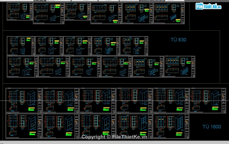 File cad các loại tủ,File cad các bàn làm việc,file cad tủ,file cad đồ nội thất